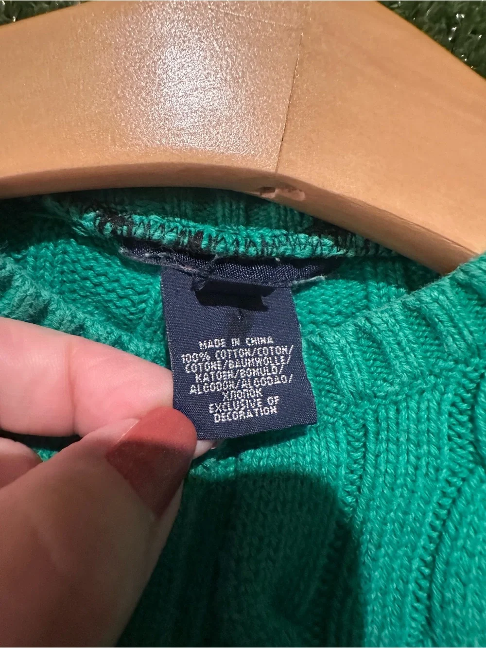 Ralph Lauren Green Cable Knit Cardigan